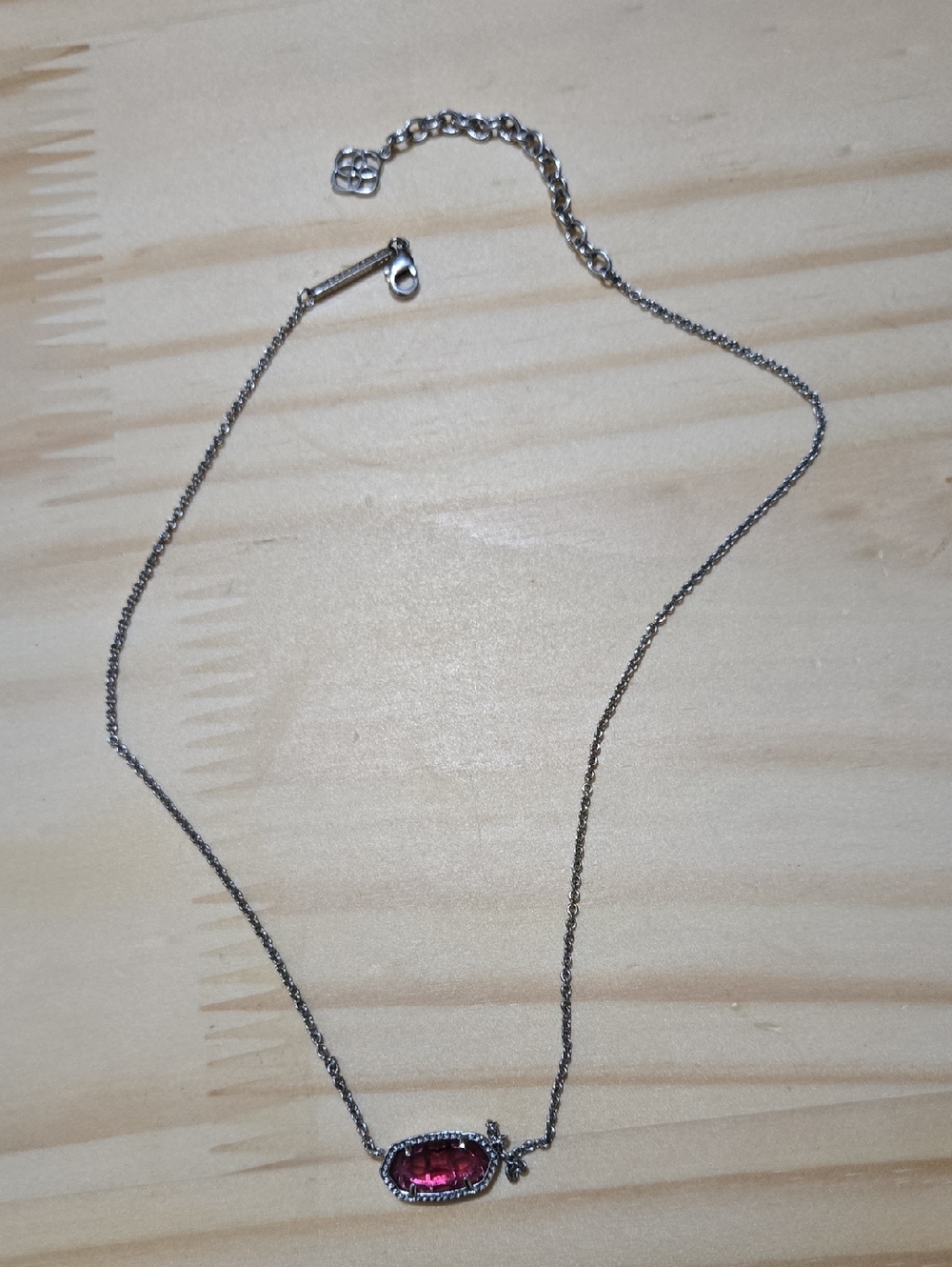 Kendra Scott Elisa Silver Necklace with RUBY Gemstone Pendant
